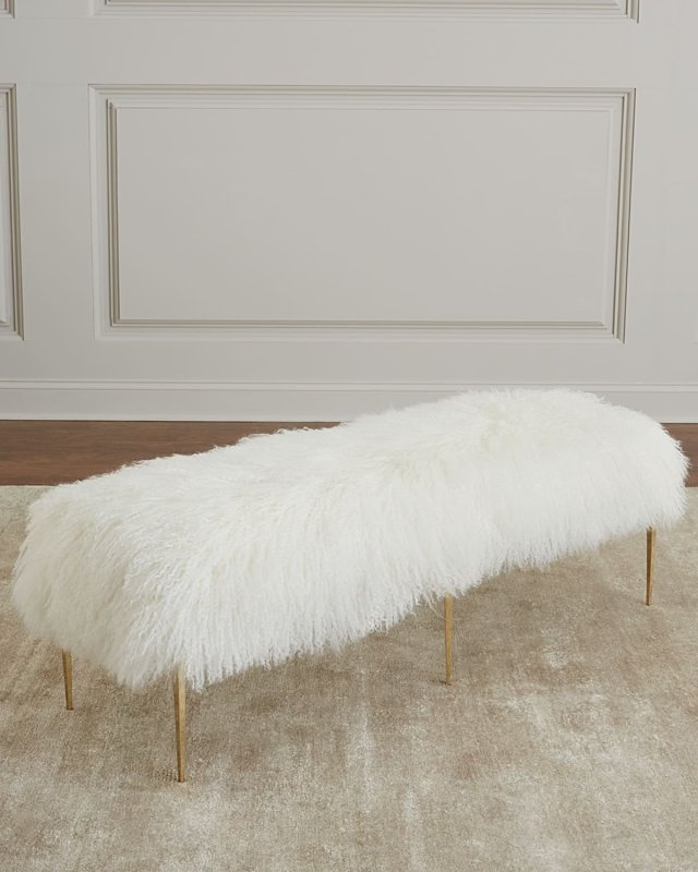 Antanette Sheepskin Bench with Stiletto Legs